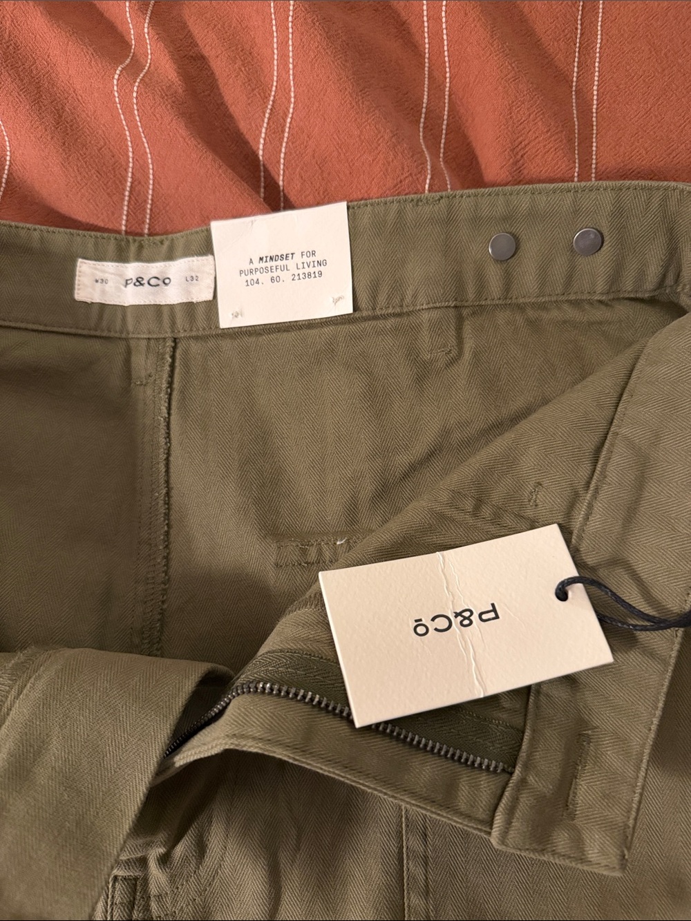 P&Co Service Fatigue High-Rise Pants in Olive Green Size 30 - Picture 9 of 9
